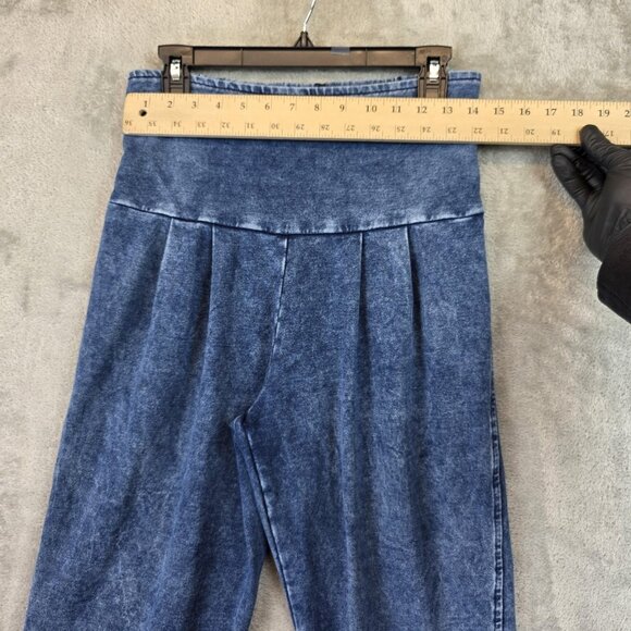 GAYA Pants Womens S Blue Acid Wash High Rise Tapered Pull On Elastic Waist Boho - Picture 2 of 11